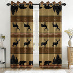 Rustic Fall Leaves Blackout Curtains 84 Inch Long 2 Panels, Autumn Maple Leaf Pinecone Thermal Insulated Grommet Drapes, Wood Burlap Texture Print Energy Saving Noise Reducing Curtains