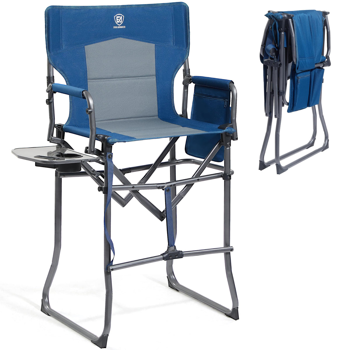 EVER ADVANCED Portable 30.7" Seat Height Tall Camping Directors Chair