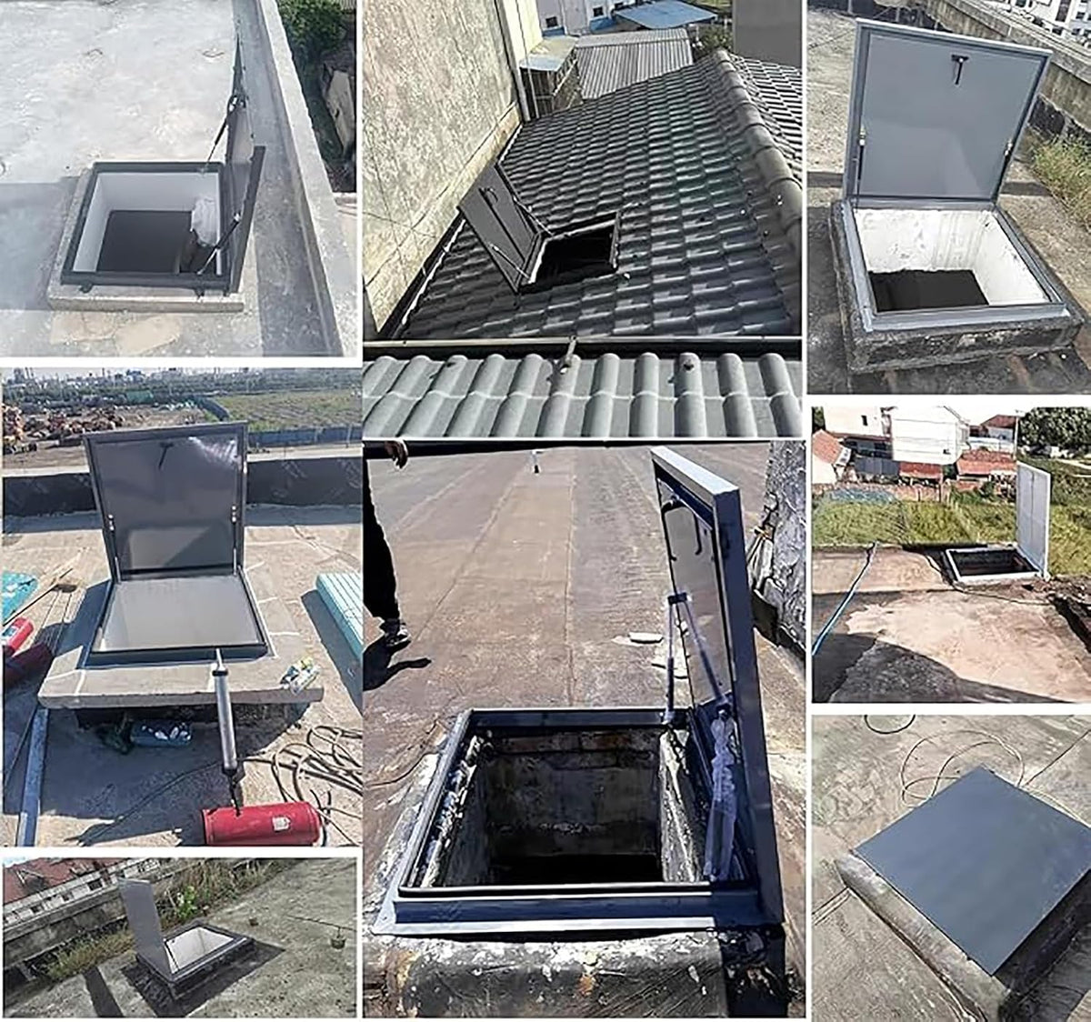 Custom Roof Hatch Black Metal Access Door, Drop Down Loft Maintenance Hatch Cover 20 22 24 25 26 29 30 32 36 inch Square, Residential/Cellar/Basement Outside Exit Lid, Waterproof(20"x20"/51x51cm)