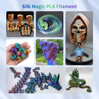 YOUSU 3D Printer Filament Silk PLA Filament Rainbow Color,1.75mm Tri Color PLA Filament 6kg Pack,1kg Spool.