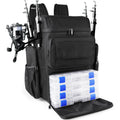Fishing Tackle Backpack With Rod Holders,45L Large Tackle Bag & Fishing Tackle Backpack for Fishing,Camping, Hiking,Camouflage Blue