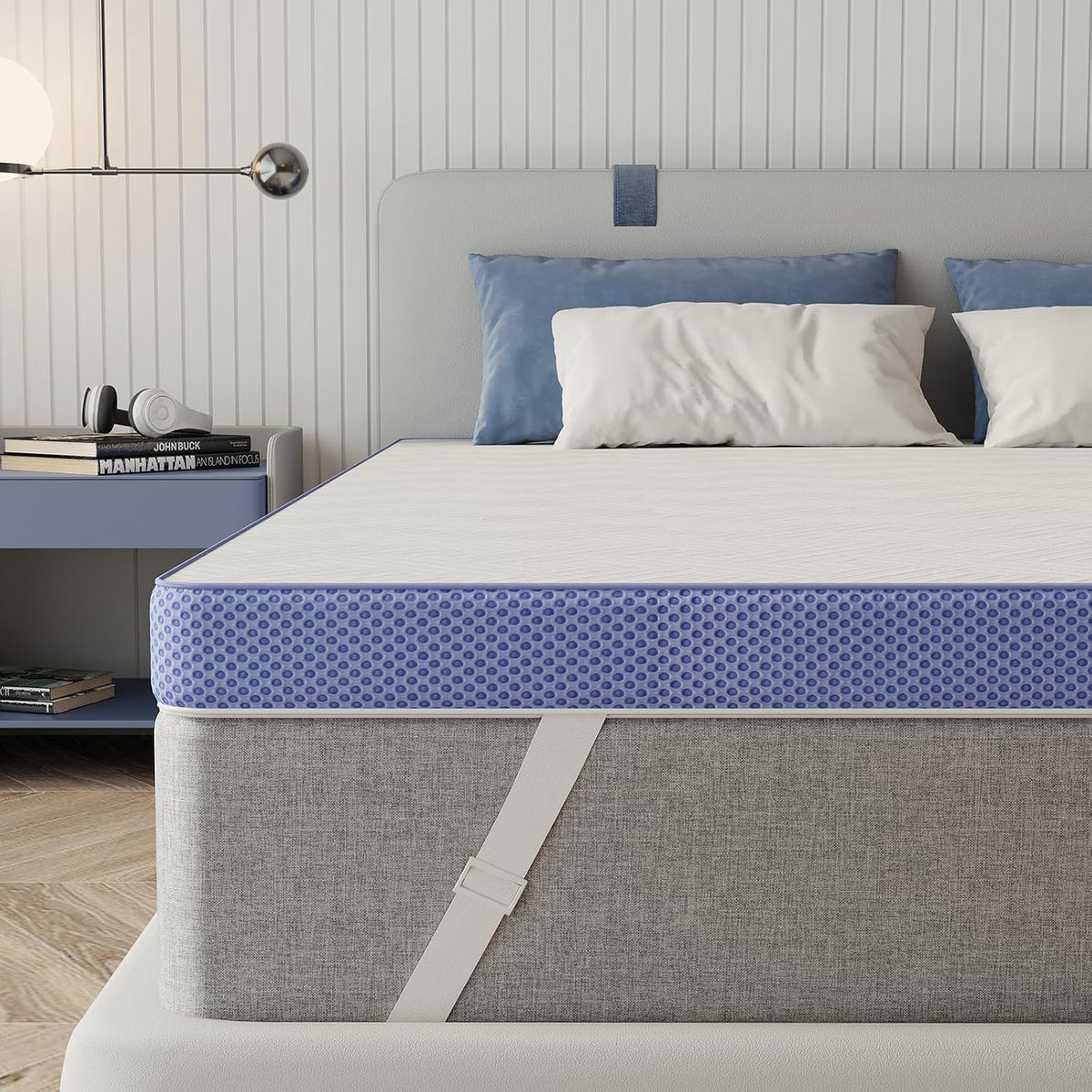 BedsPick Twin Mattress Topper, 3 Inch Memory Foam Cooling Gel Foam Bed Mattress Topper for Pain Relief, Soften Firm Mattress for Single Room, Washable Cover, Non-Slip Elastic Band, CertiPUR-US