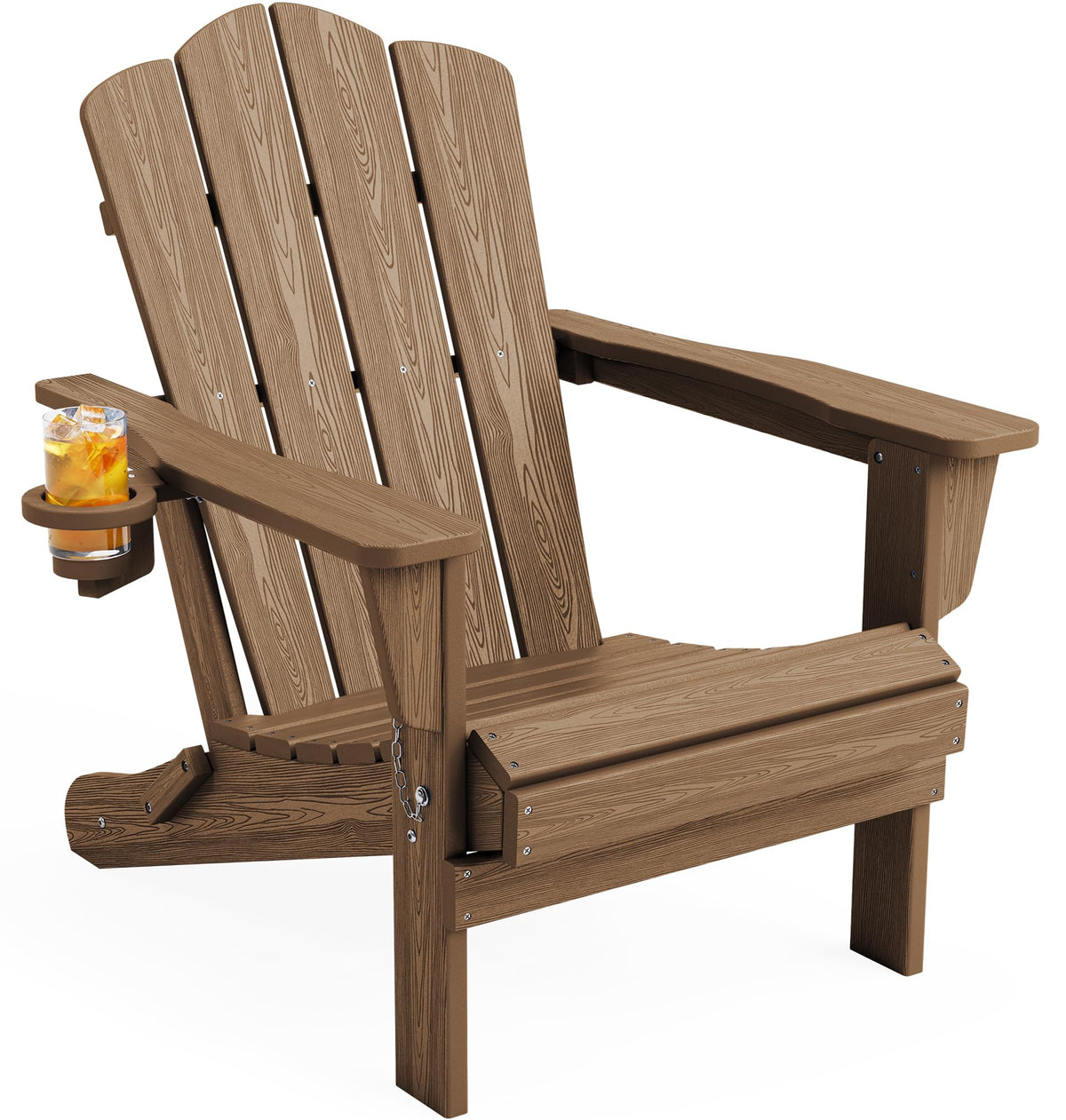 KINGYES Folding Adirondack Chair Set of 4 with Cup Holder, Navy