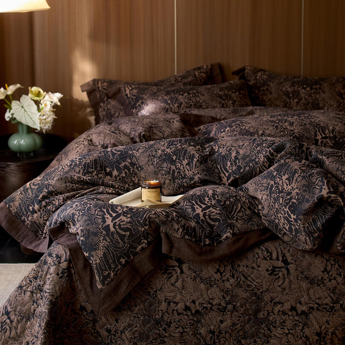 mixinni Garden Style Cotton Flowers and Birds Pattern Printed Duvet Cover Reversible Design Peacock Blue 3 Piece Bedding Duvet Set with Zipper Closure, Perfect for Him and Her-Queen Size
