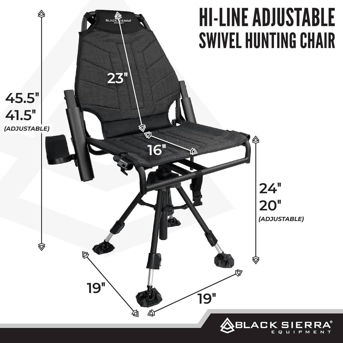 Black Sierra 360 Silent Swivel Hunting Chair, XL Padded Blind Seat, 300 lb