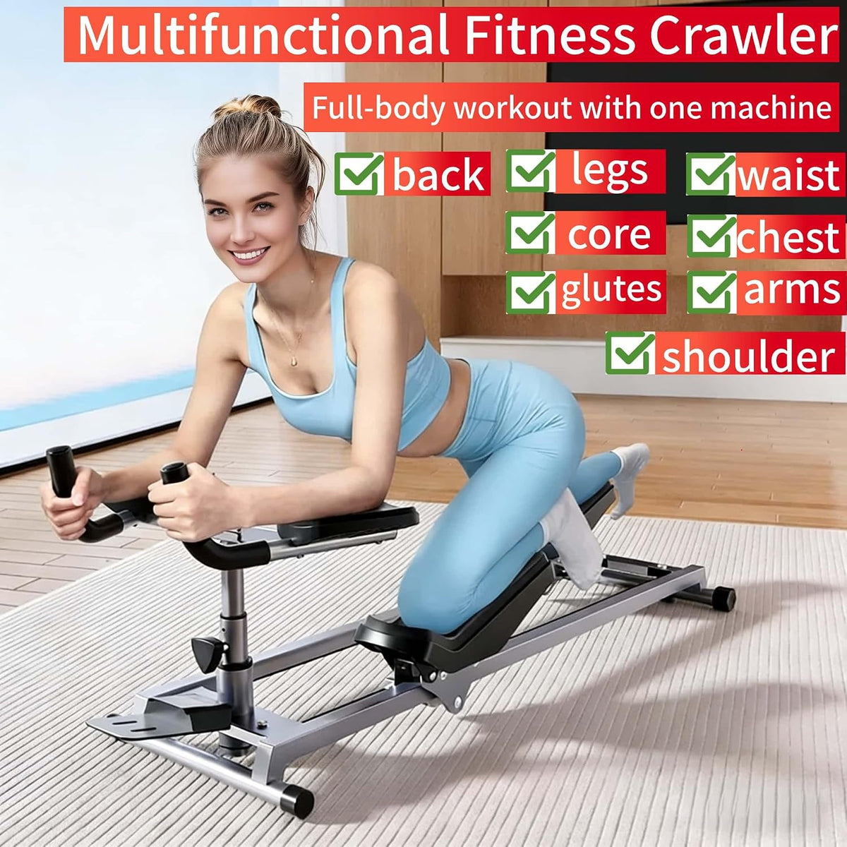 142cm Extra-Long Spine Twist Trainer with Pedal Resistance Bands – Full Body Cardio Crawling Exercise Machine for Office Workers at Home, Phone Holder & LCD Display