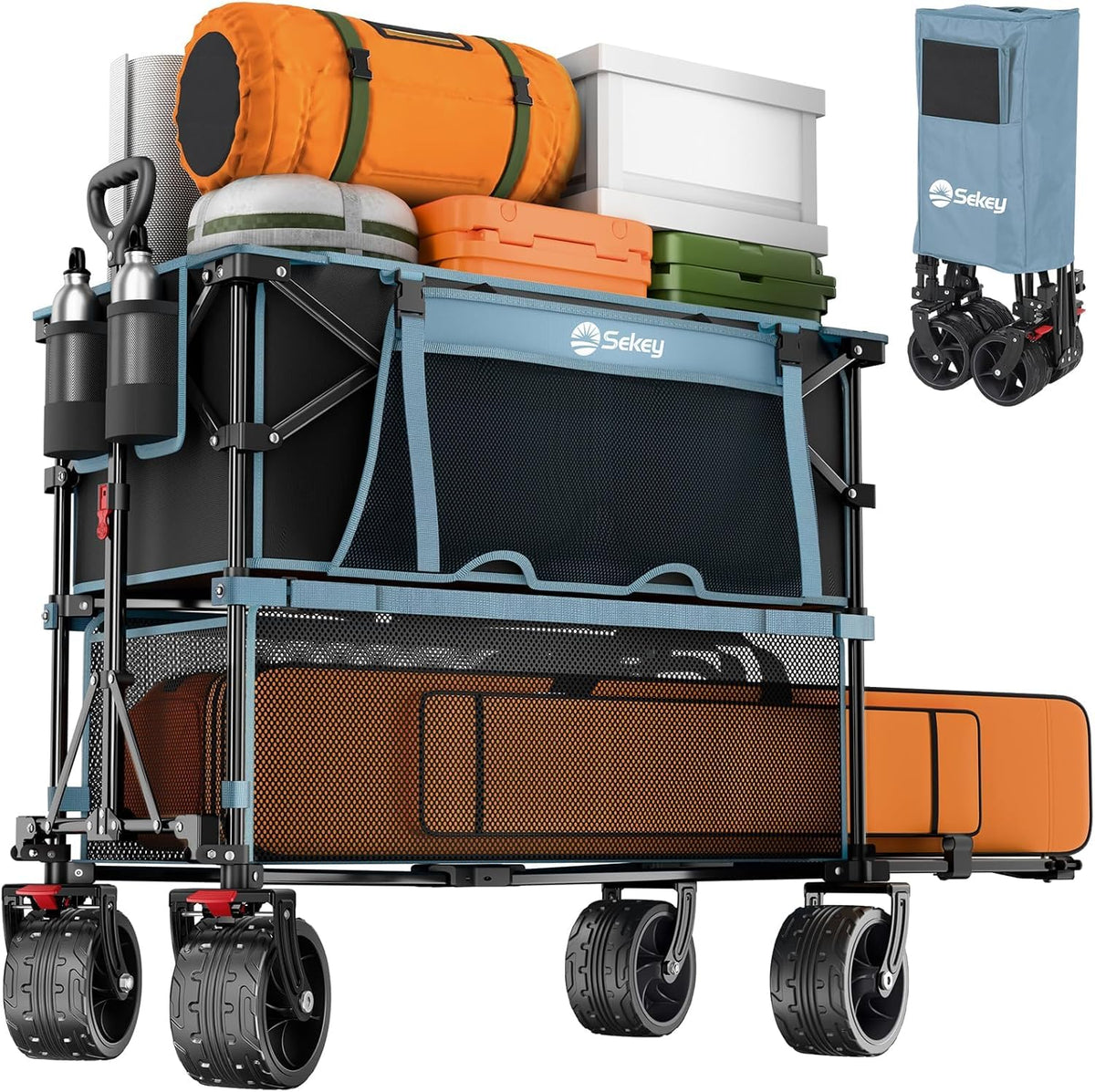 Sekey 400L Double-Decker Wagon, 500 lb Capacity, 50 in Extender