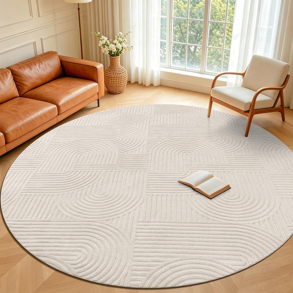 Pauwer 6x9 Area Rugs for Living Room, Modern Non Slip Washable Rug, Beige