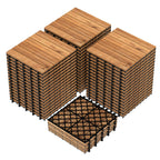 Goplus 12-Pack Acacia Wood Interlocking Deck Tiles (12 PCS,Brick)