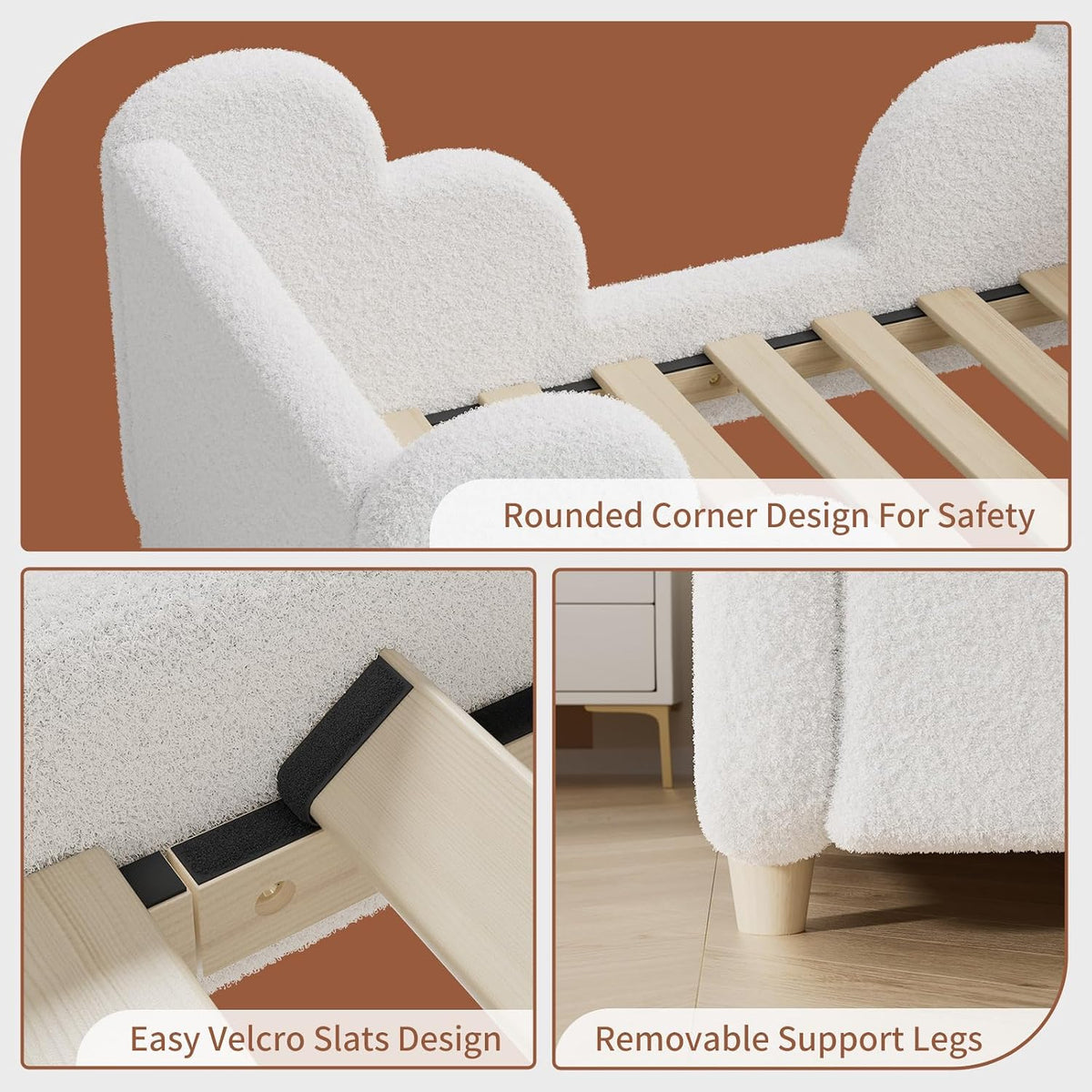 DoCred Toddler Bed, Upholstered Toddler Bed for Girls&Boys
