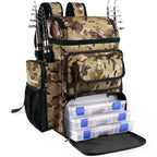 Fishing Tackle Backpack With Rod Holders,45L Large Tackle Bag & Fishing Tackle Backpack for Fishing,Camping, Hiking,Camouflage Blue