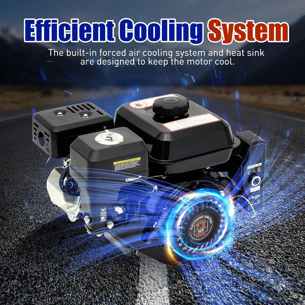 7.5HP Gas Engine, Single-Cylinder Gas Engine,4 Stroke 210CC Gas Motor with Air-Cooling, Portable Gas Engine for Go Cart, Mini Bike