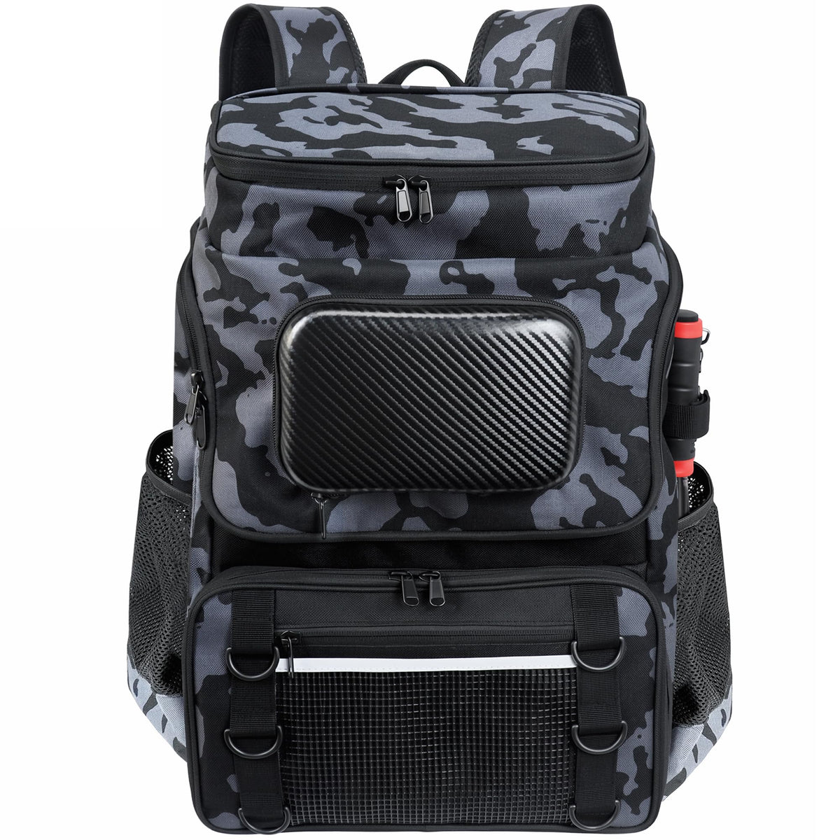 Fishing Backpack with Rod Holder and Tackle Boxes, Cooler, Large 50L Fishing Gear Bag with 139 Fishing Lures Kit, Fish Tool Set, Fish Gifts for Men Woman-Camo Backpack