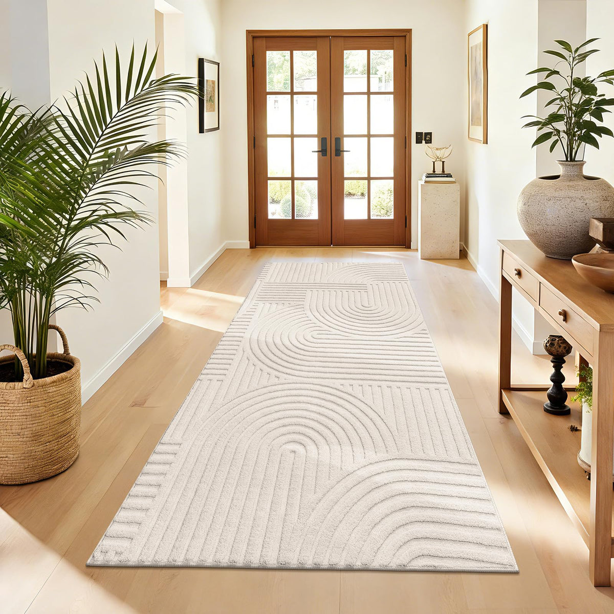 Pauwer 6x9 Area Rugs for Living Room, Modern Non Slip Washable Rug, Beige