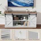 YESHOMY 58" Farmhouse TV Stand for TVs up to 65", Sliding Barn Doors, White