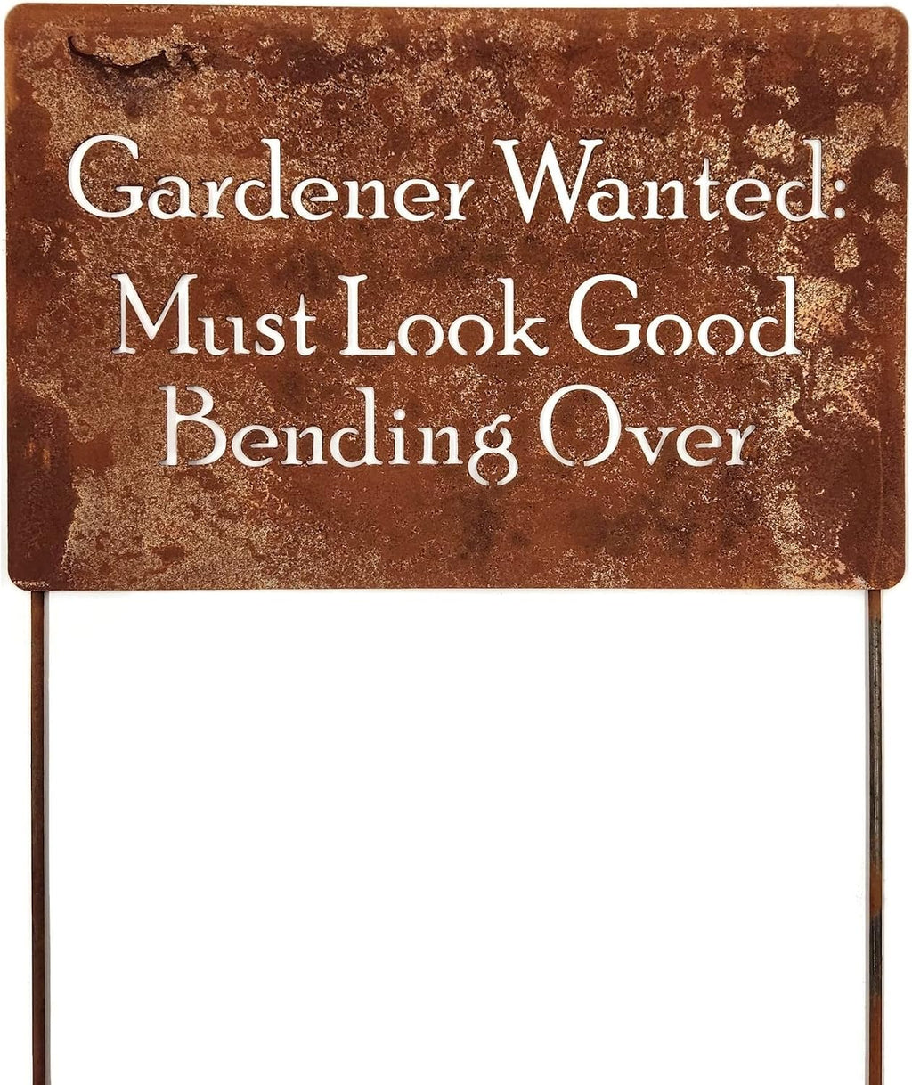 Funny Garden Stake 20 to 33 Inches Tall (Gardener Wanted, XL 33" Tall)