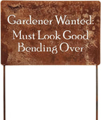 Funny Garden Stake 20 to 33 Inches Tall (Gardener Wanted, XL 33" Tall)