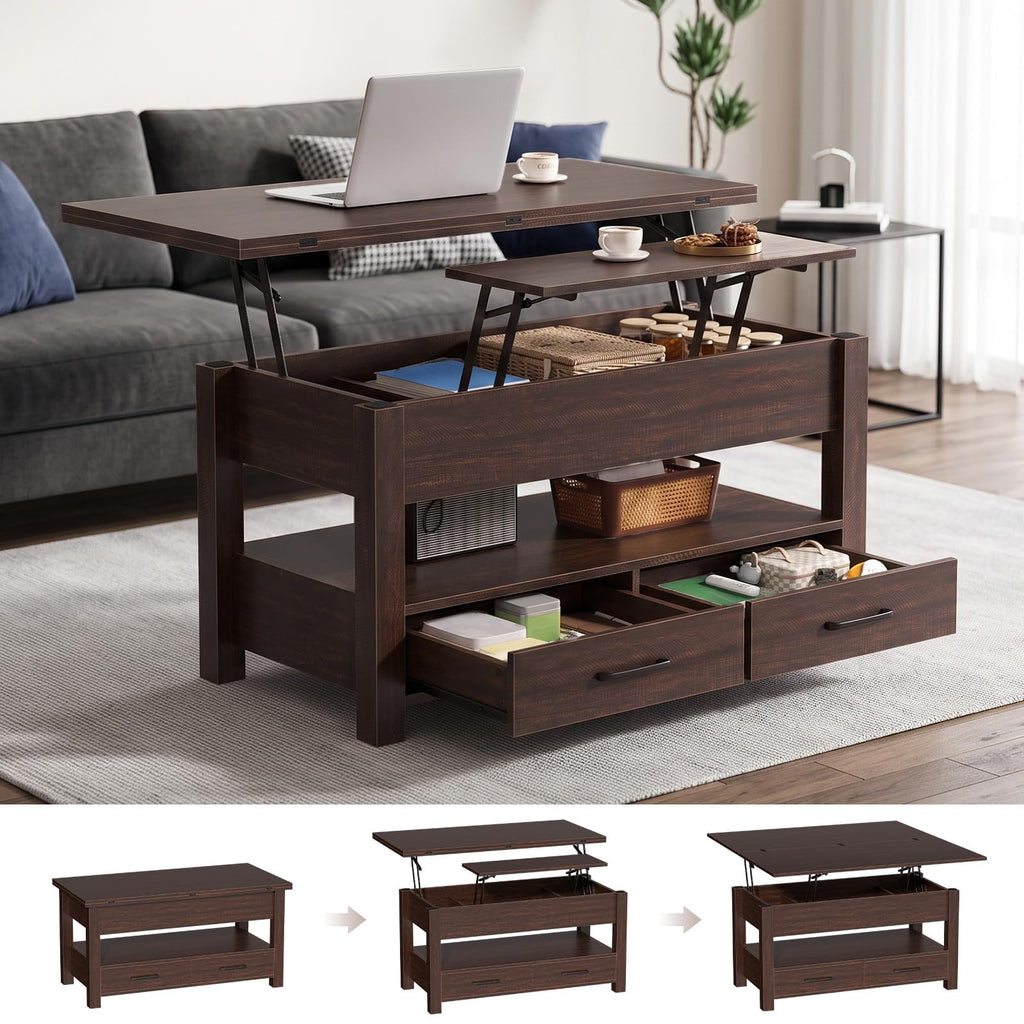 DUMOS 39.4" Convertible Lift Top Coffee Table, 4 in 1 Multifunctional Table