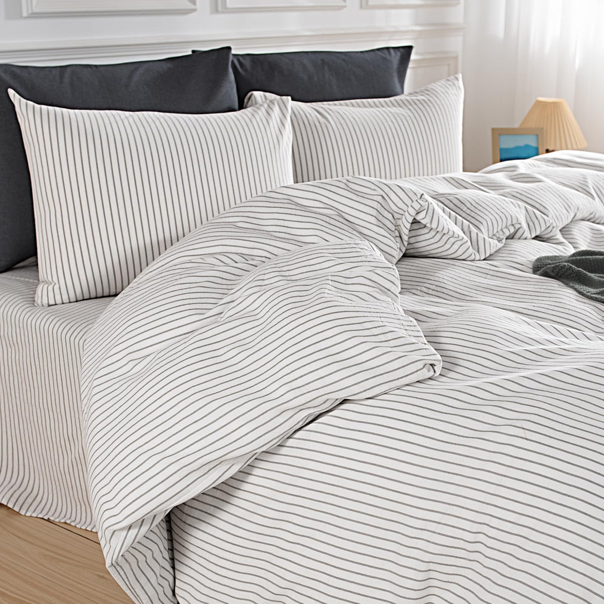 NEXHOME PRO Duvet Cover Set Queen Size Linen Look Textured 100% Washed Cotton Duvet Cover Burgundy Dark Red 3 Pieces Bedding Set with Zipper Closure,Breathable, Soft Organic Natural(No Comforter)