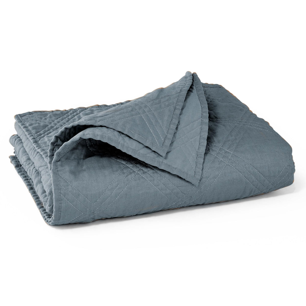 Levtex Home - 100% French Flax Linen Front/100% Cotton Back - Quilted Throw - French Flax Washed Linen - Charcoal - Throw Size (50 x 60in.)