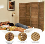 Room Dividers and Folding Privacy Screens, Wood Louvered Separators Divider Wall for Home Office Bedroom - 4 Panels, 63 * 67inch (Brown)