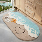 LUMI Beach Bathroom Rug Oval Soft Microfiber Absorbent Bath Mat 30x60