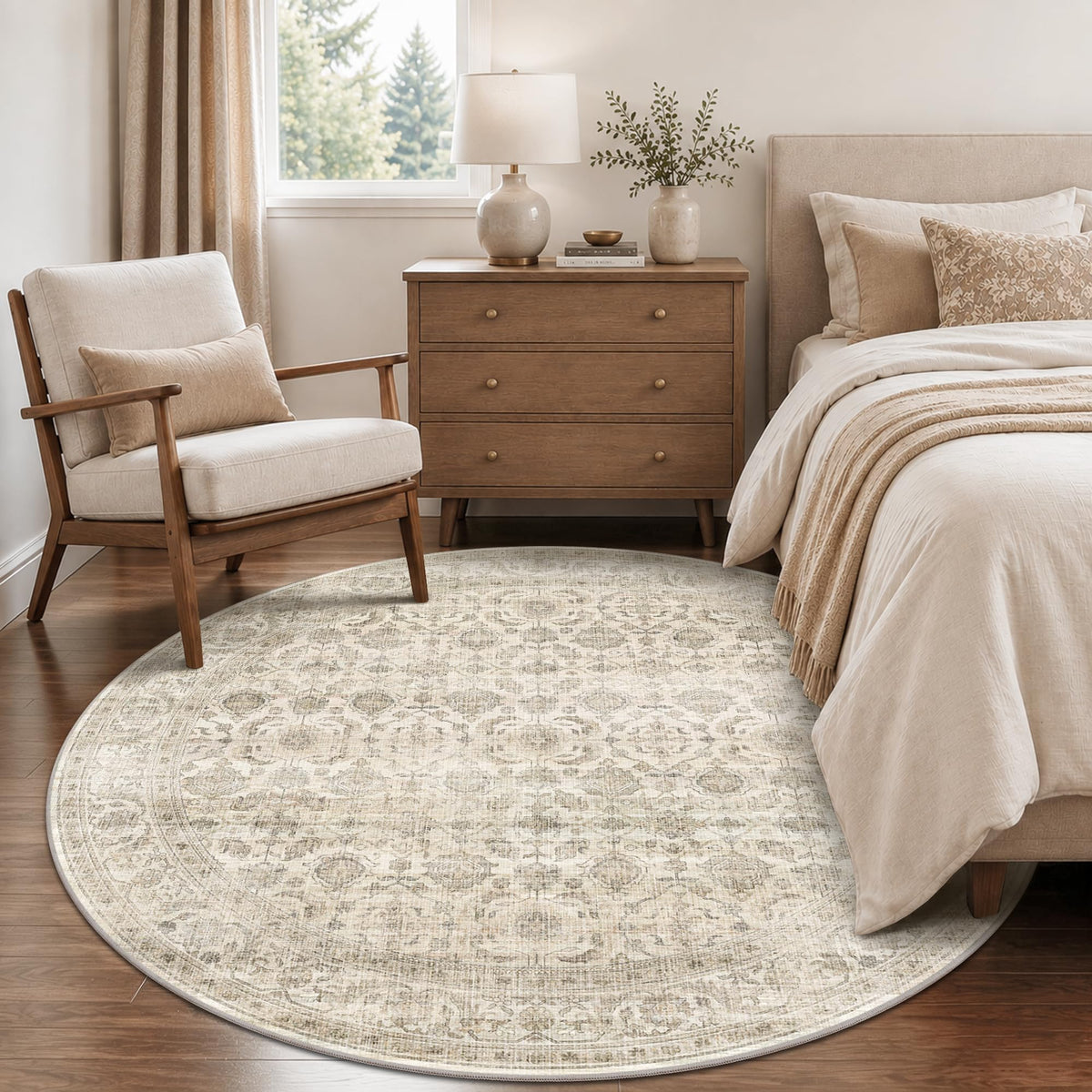 JOOJA 8x10 Dark Brown Vintage Soft Low Pile Non Slip Boho Washable Area Rug