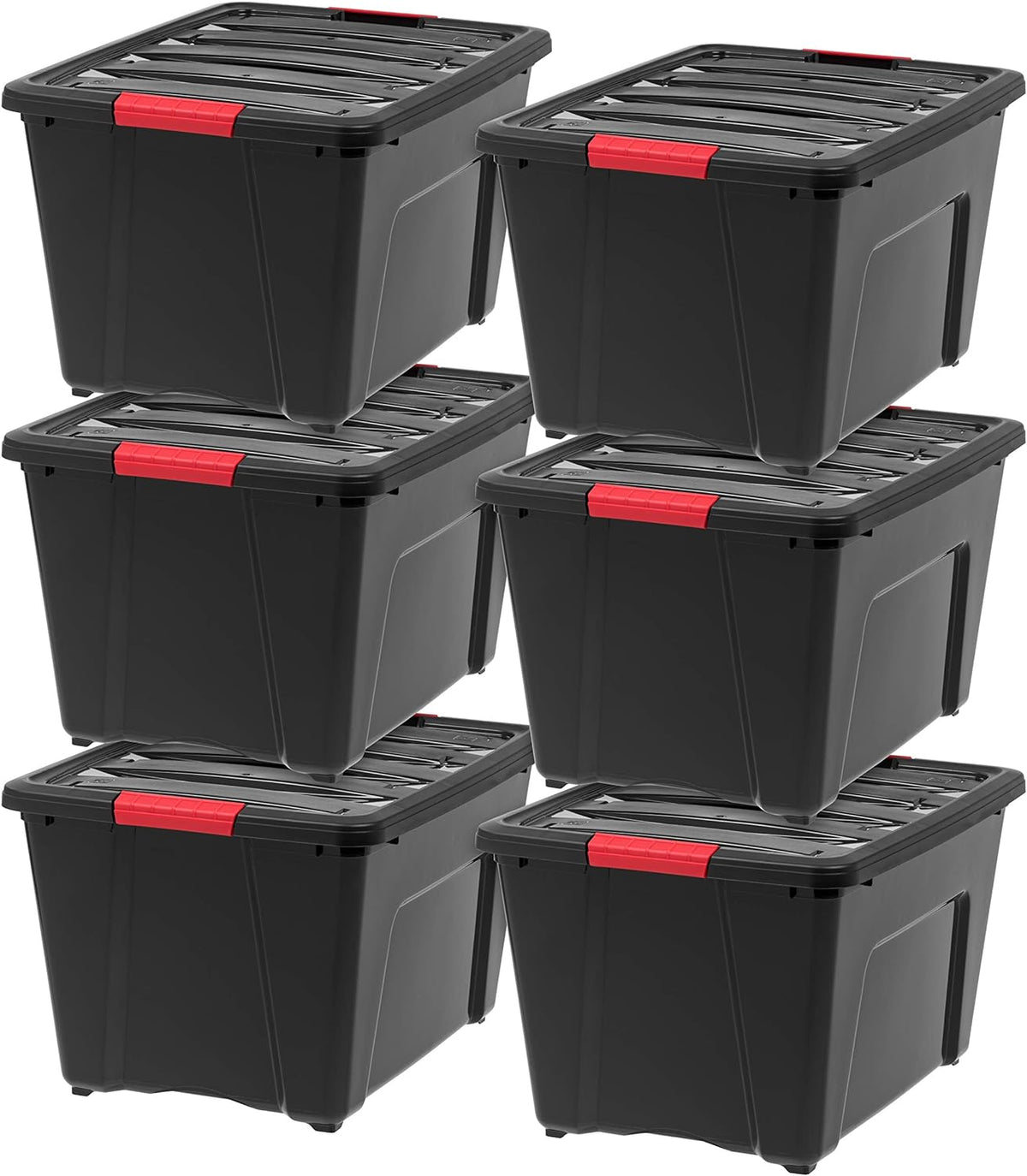 IRIS USA 6-Pack 54 Quart Storage Bins with Lids, Black