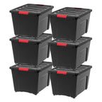 IRIS USA 6-Pack 54 Quart Storage Bins with Lids, Black