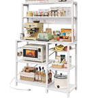 SUPERJARE Bakers Rack with Power Outlet, 35.4 Inches Coffee Bar with Basket