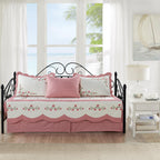 HESTIN 4Pcs Sky Blue Scallop Daybed Cover Set 75"x39" Petunia Embroidery