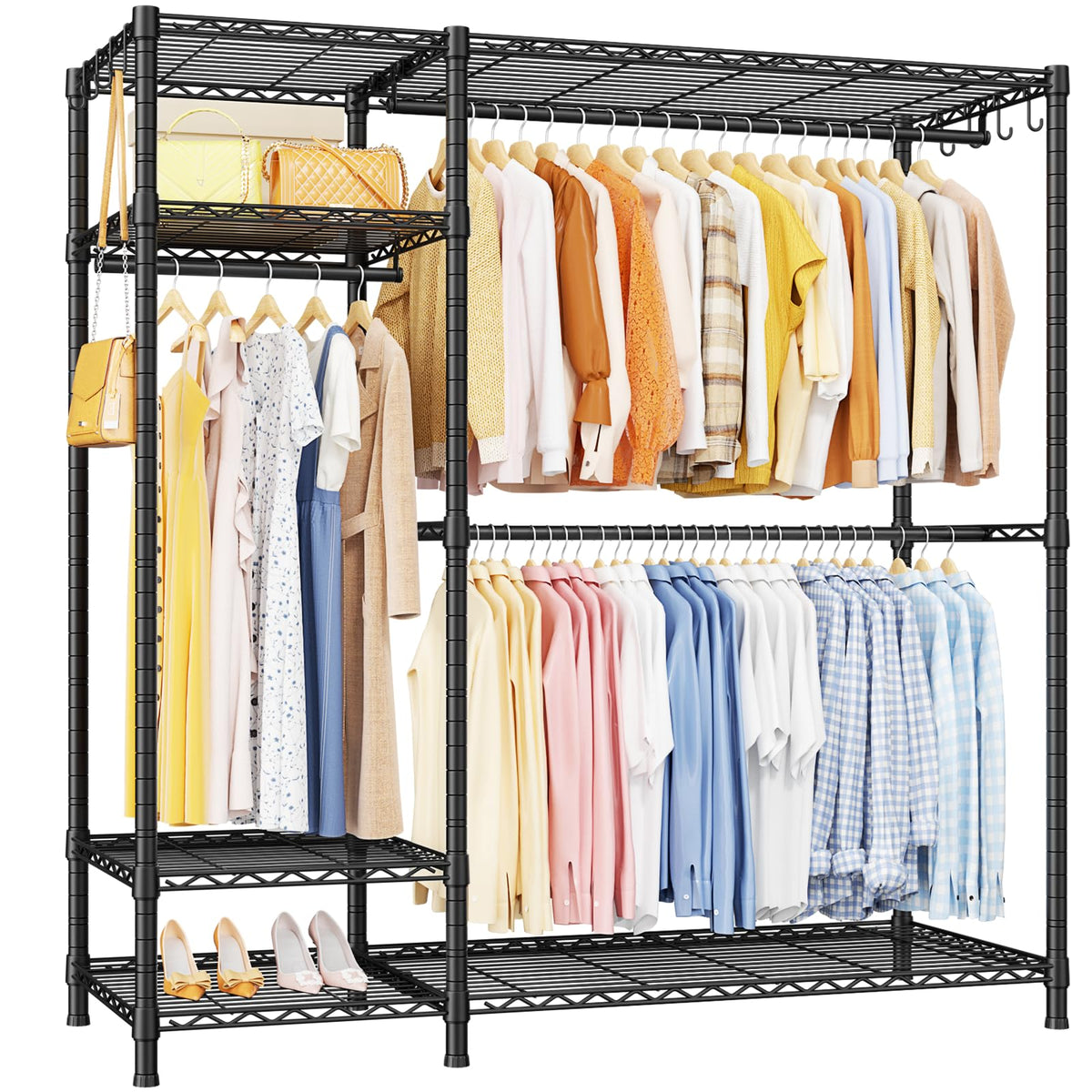 Ulif F7 Clothes Rack Heavy Duty, Clothing Racks for Hanging Clothes, Black