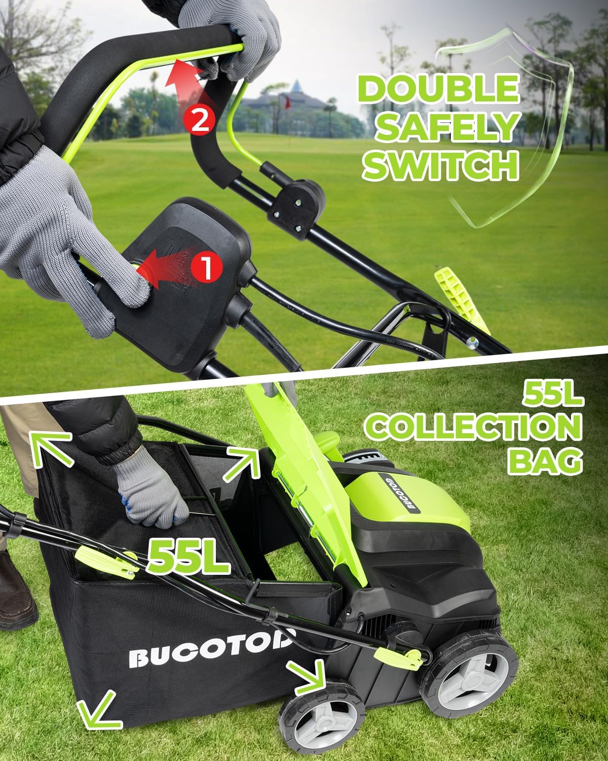 2-in-1 Dethatcher & Scarifier, 16", 15A Electric Lawn Care