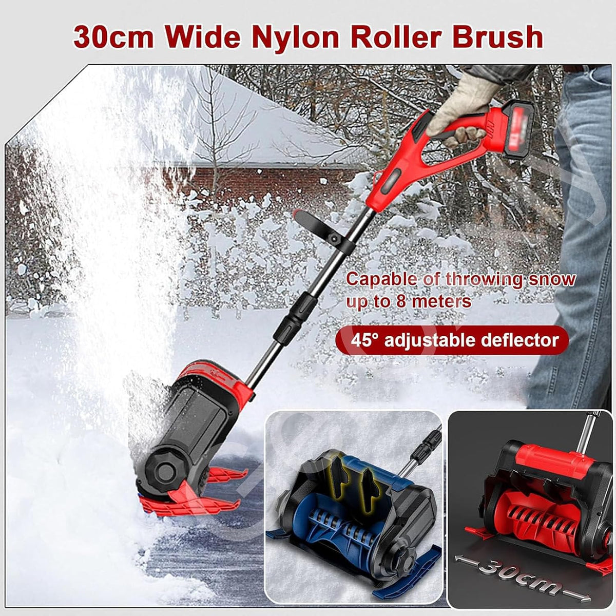 Brushless Electric Snow Blower,Cordless Snow Shovel,Adjustable Front Handle,2 Batteries & Fast Charger,26FT Throw Distance, for Driveway/Steps/Patio/Sidewalk