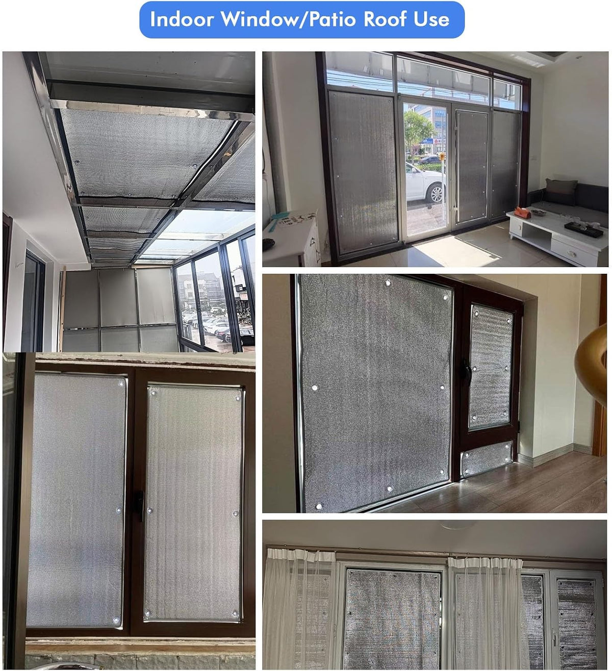 Aluminum Foil Uv Reflective Cooling Window Cling with Suckers, 21'' x 79'' Indoor Room Cooling Window Shades/Anti Sun Protection Film for Rv Camper Heat Blocking, Bubble Heat Shield Sheet