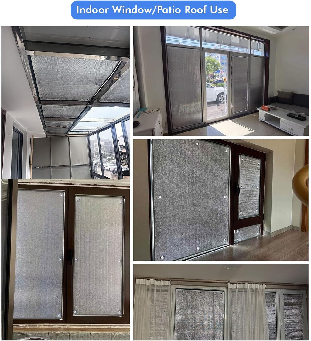 37'' x 107'' Aluminum Foil Window Covering, Summer Heat Uv Blocking Window Shades Roller Shades/Thermal Insulation Panels/Boards for Sliding Glass Door Rv & Garage Walls, Balcony/terrace/pergola