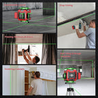 WEIDDW Laser Level 360° Green Cross Line Self Leveling Laser Measuring Tool