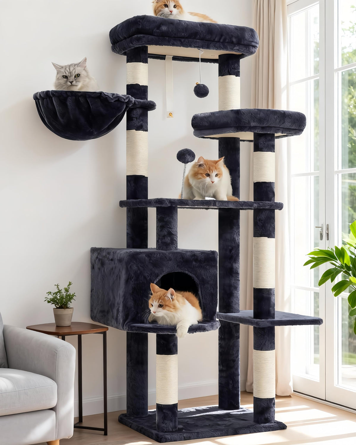 Gitelsnour Cat Tree, 63'' Cat Tower for Large Cats, Big Hammock GCT020G