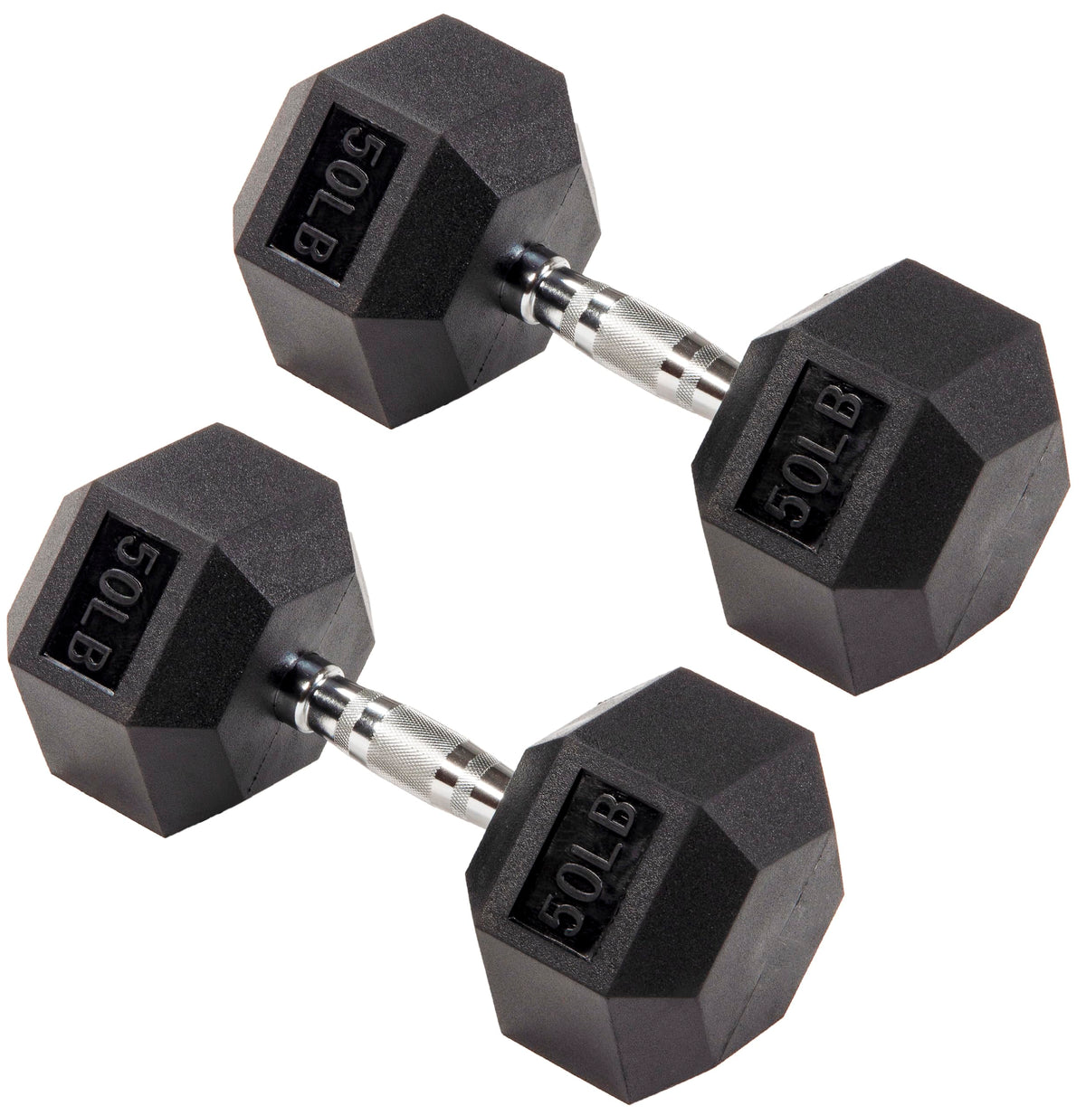Signature Fitness Rubber Coated Hex Dumbbells Hand Weights for Exercises and Fitness Home Gym, 5-50 lbs, Pairs