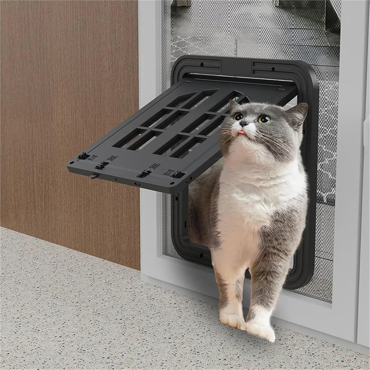 Large Dog Screen Door with Flap Opening | Self-Closing Pet Door for Dogs and Cats with 4 Entry Ways Large Animal Door(White,L) (White S)