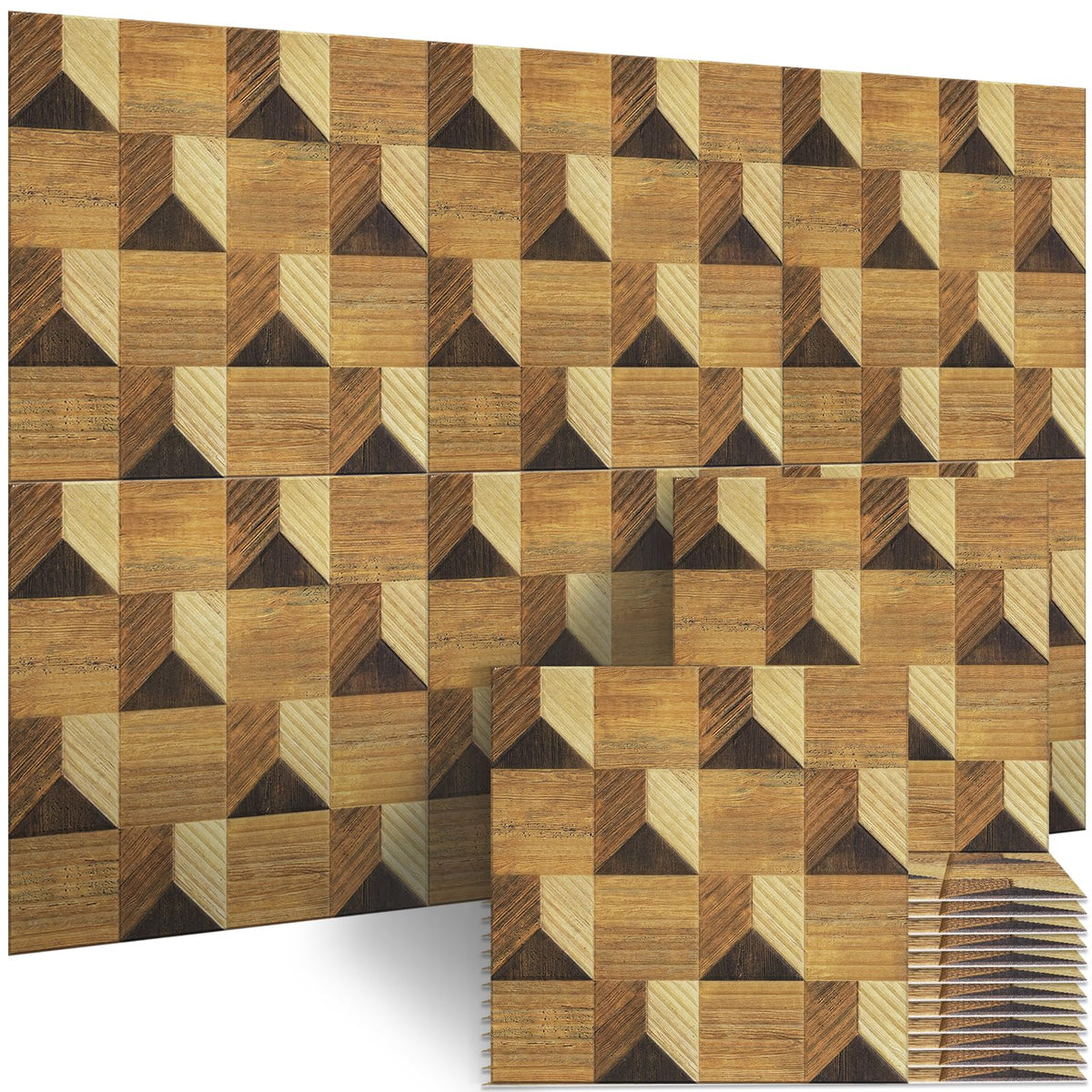 BUBOS 6-Pack Acoustic Panels, Wood Grain Sound Absorbing Panels, 23.6x23.6
