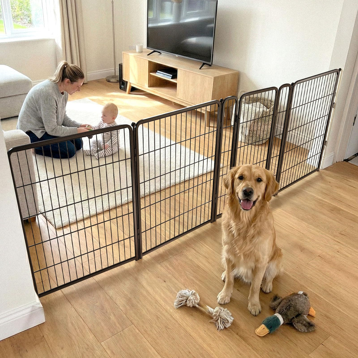 FXW Dog Gate, Extra Wide Adjustable for Openings Up to 111", 32" H