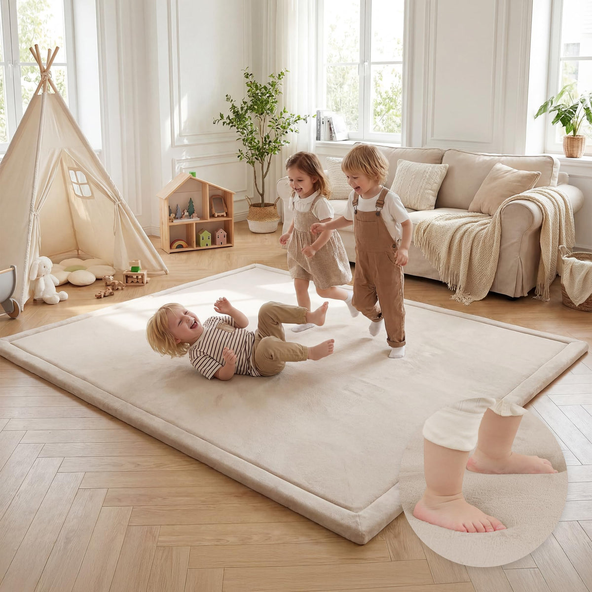 Huloo Sleep Large 1.3" Thick Baby Play Mat for Floor, 79"×59"(Dark Gray)