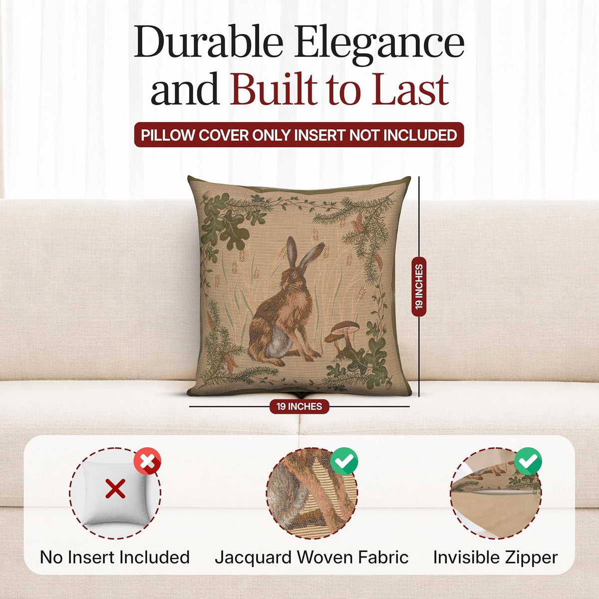 William Morris The Hare I Tapestry Throw Pillow Cover 19 x 19 in