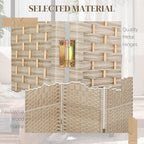 HOMCOM 3 Panel Room Divider 6 Ft Privacy Screen Hand-Woven Washed Oak