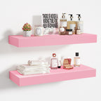 BAMEOS 47in Floating Shelves, Black Wall Mounted Wooden Shelves with Invisible Brackets Set of 2