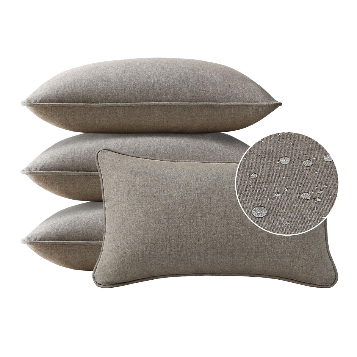 Sunbrella Decorative Outdoor Water Repellent Throw Pillows with Inserts, Set of 4, 18" x18" Pillows for Patio, Backyard, Bed, Couch, and Patio Furniture, Specrtum Pebble
