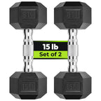 HANDBODE Hex Dumbbell Set of 2, Rubber Encased Fixed Dumbbells, 2.5-65 lb