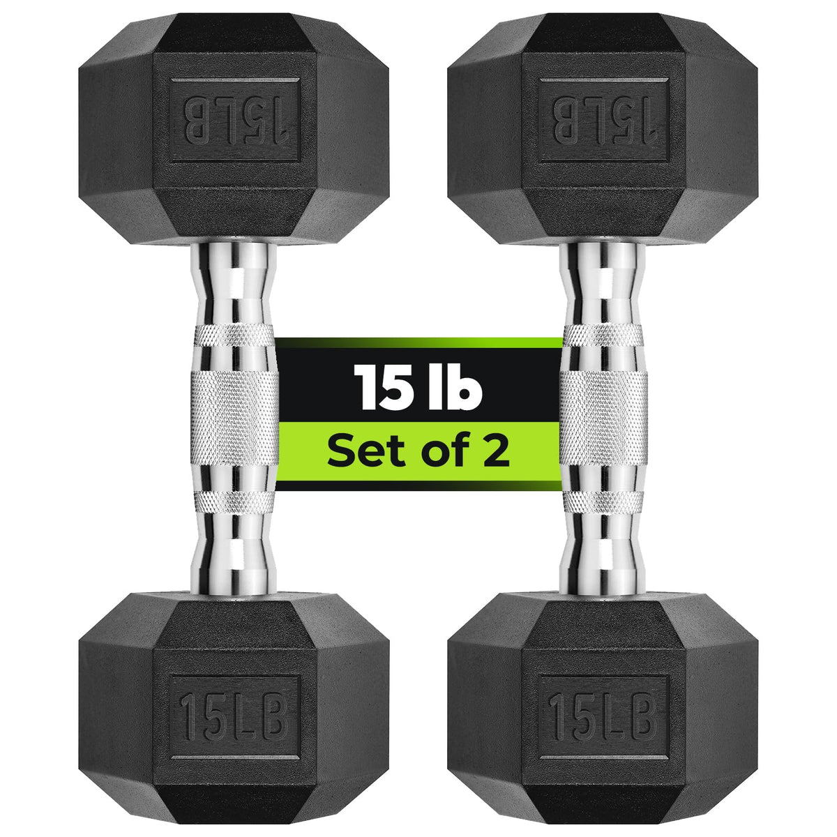 HANDBODE Hex Dumbbell Set of 2, Rubber Encased Fixed Dumbbells, 2.5-65 lb