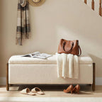 Usaint 47" Fabric Upholstered End of Bed Storage Ottoman Bench, Beige